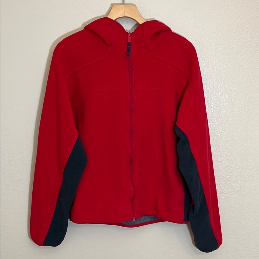 Columbia Red Grey Fleece Zip Up Hooded Sweatshirt Jacket